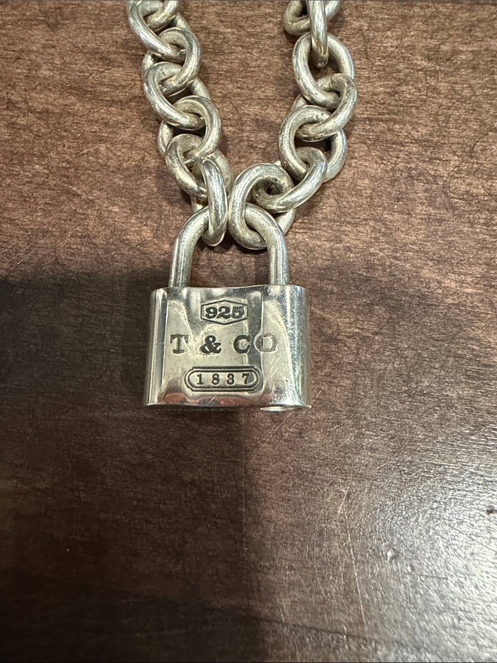 Tiffany and Co Sterling Silver Padlock Chain Necklace - Silver - Picture 2 of 6